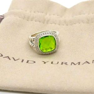✅David Yurman Sterling Silver 11mm Albion Ring Peridot & Diamond